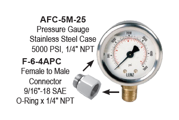 SVI AFC-5M-25 Pressure Gauge 5000 PSI 1/4 NPT